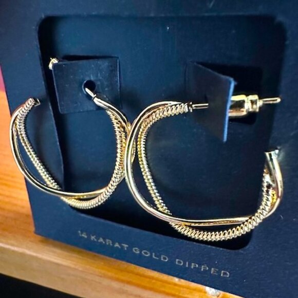 Gold Twist Hoop Earrings - Picture 3 of 3